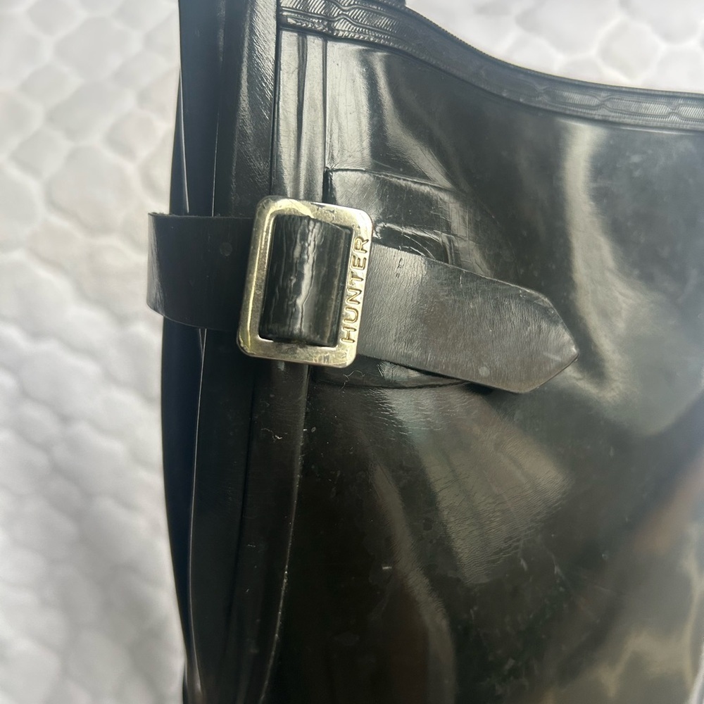 Hunter Black Tall Adjustable Calf Rain Boots Women’s Size 8 Glossy Outdoor - Picture 8 of 15